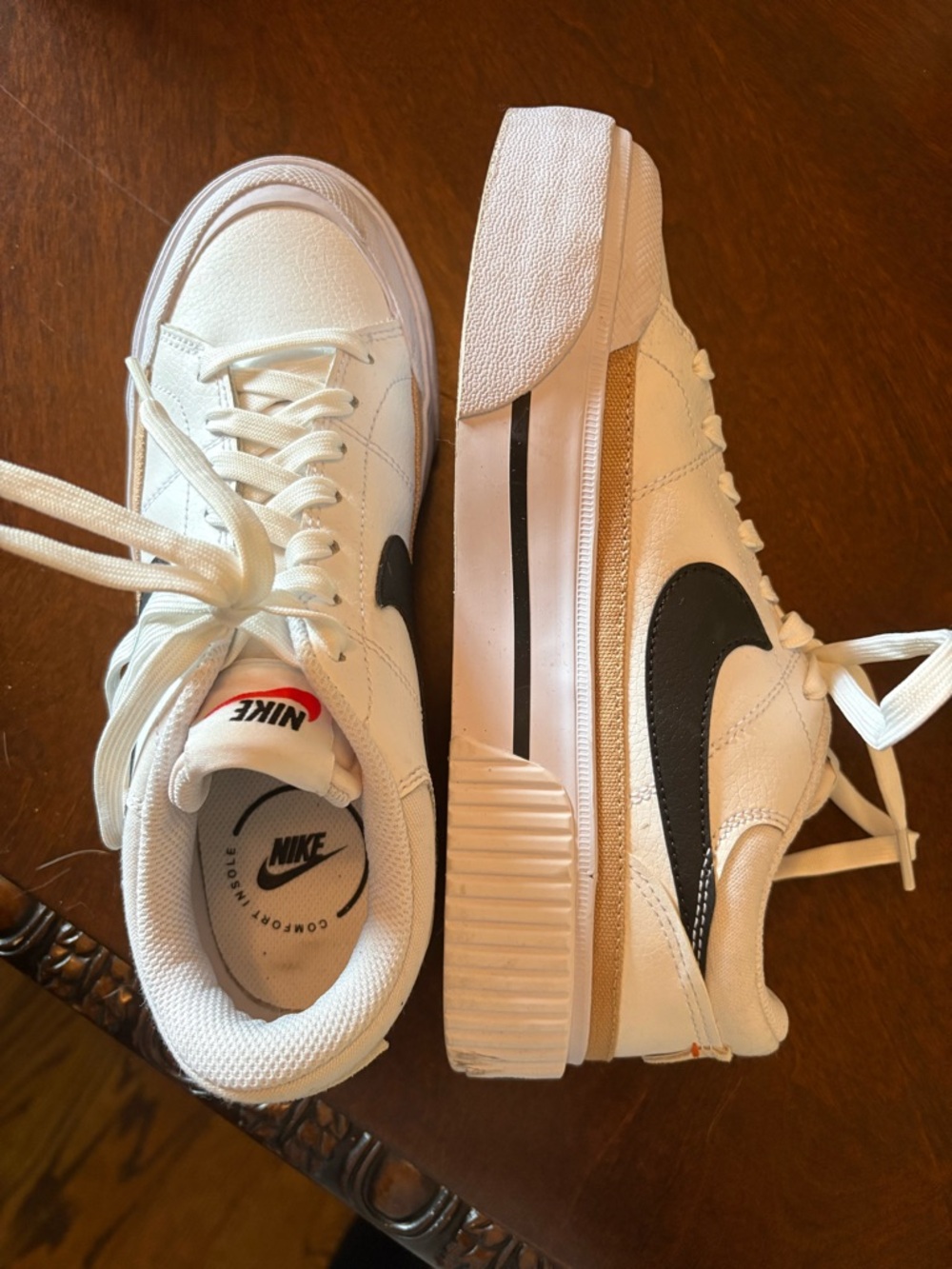 Nike Court Sneakers with Black Swoosh and Beige Accent